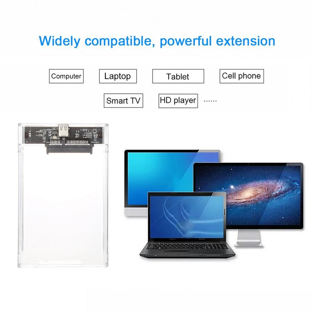 2.5 Inch Usb 3.1 Type-C Hoge Snelheid Transparante Mobiele Externe Harde Schijf Case