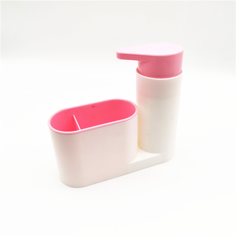 Køkken tilbehør vask sæbedispenser flaske plastflaske til badeværelse og køkken flydende sæbe organisere køkkenudstyr: 2 gitter lyserøde