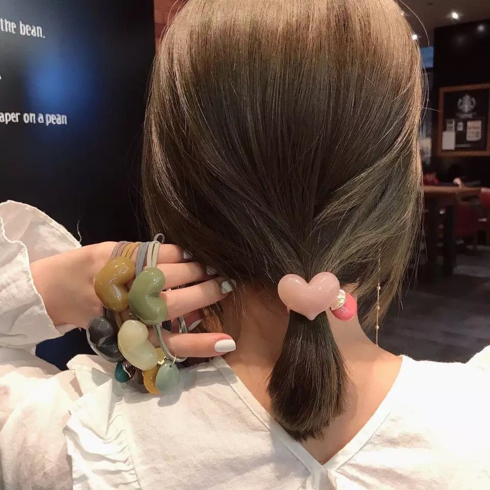 Kvindelig gelé hjerte til at binde hår hårbånd hårbånd hår reb ins sydkorea dongdaemun pandebånd kvinders enkle læder reb