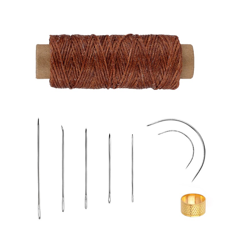 9 PCS Leather Sewing Kit With Multiple Colour Waxed Thread Golden Thimble And Leather Stitching Needles For DIY Leather Craft: Type9