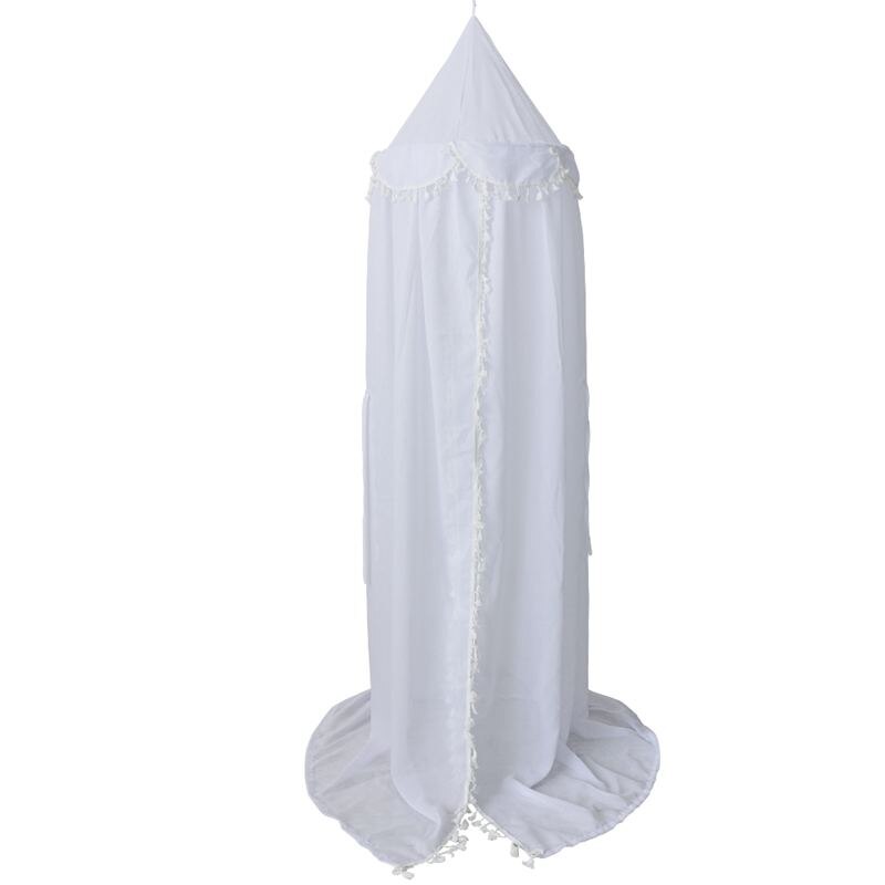 KAMIMI Baby Room Hairball Tassel Home Decoration Lace e Bed Children'S Chiffon Petal Tent Ruffle Mosquito Net White