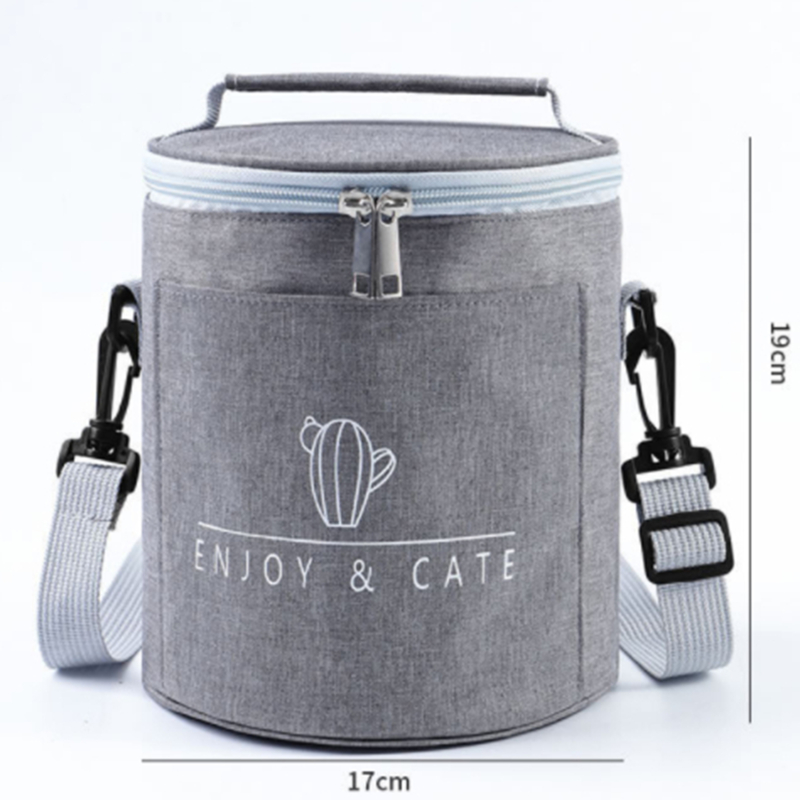Large-Capacity Portable Lunch Bag Fresh-Keeping Thickened Lunch Box Bag Round Barrel Aluminum Foil Insulation Bags: SKY BLUE