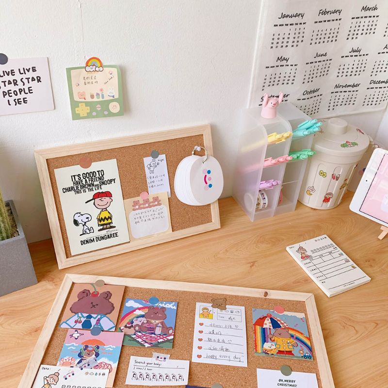 Cork Wood Wall Hanging Message Bulletin Board Frame Notice Note Memo Board for Home Office Shop School