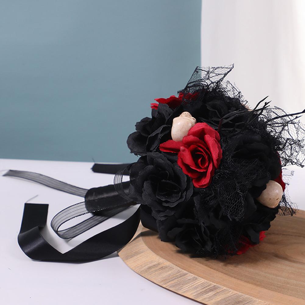 Gotisk bryllupsbuket med halloween-tema og dekorativ buket af høje materialer til fester, boligindretningsbuket