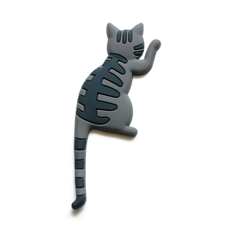 Cartoon Cat Tail Refrigerator Magnet Hook Cute Cat Home Powerful Magnet Hook Multi-functional Storage Hanging Hooks: Black Grey