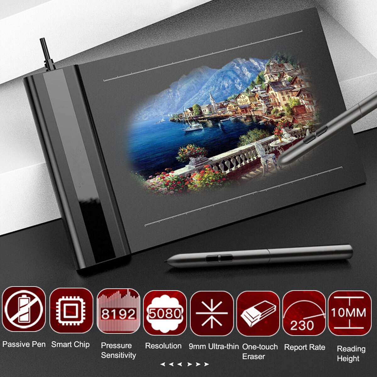 S640 Grafische Tekening Tablet 6X4 Inch Met Gratis Pen 8192 Niveaus Digitale Tablet Online Onderwijs & Leren Voor beginner
