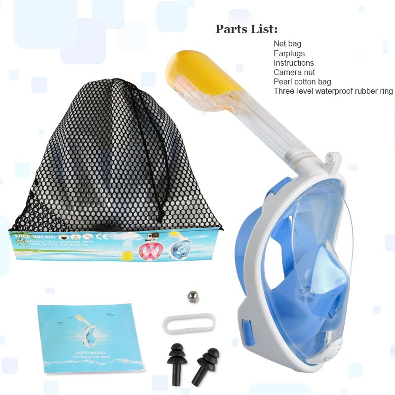 Pieno Secco Lo Snorkeling Mascherina di Immersione Subacquea Impermeabile e Anti-fog Snorkel Nuoto Formazione Completa Viso Lo Snorkeling Maschera per Gli Uomini