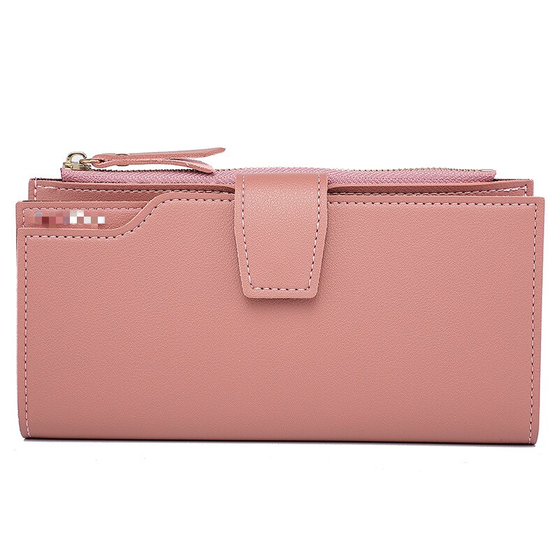 Dames portemonnee zacht pu leer rits portemonnee lange dames clutch portemonnee dames muntkaart portemonnee zwart: Roze