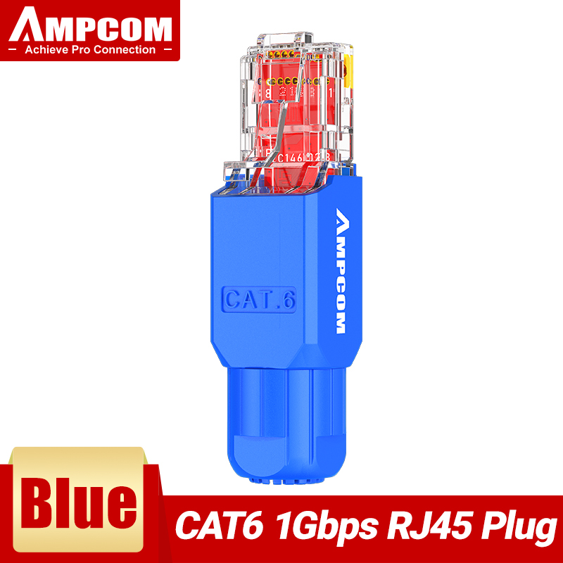 AMPCOM Werkzeugfreier RJ45-Stecker, kein Crimpwerkzeug weniger UTP 1000 Mbit/s Katze6/Katze6A Modularstecker für verseiltes fest-LAN-Ethernet-Kabel: Schwarz