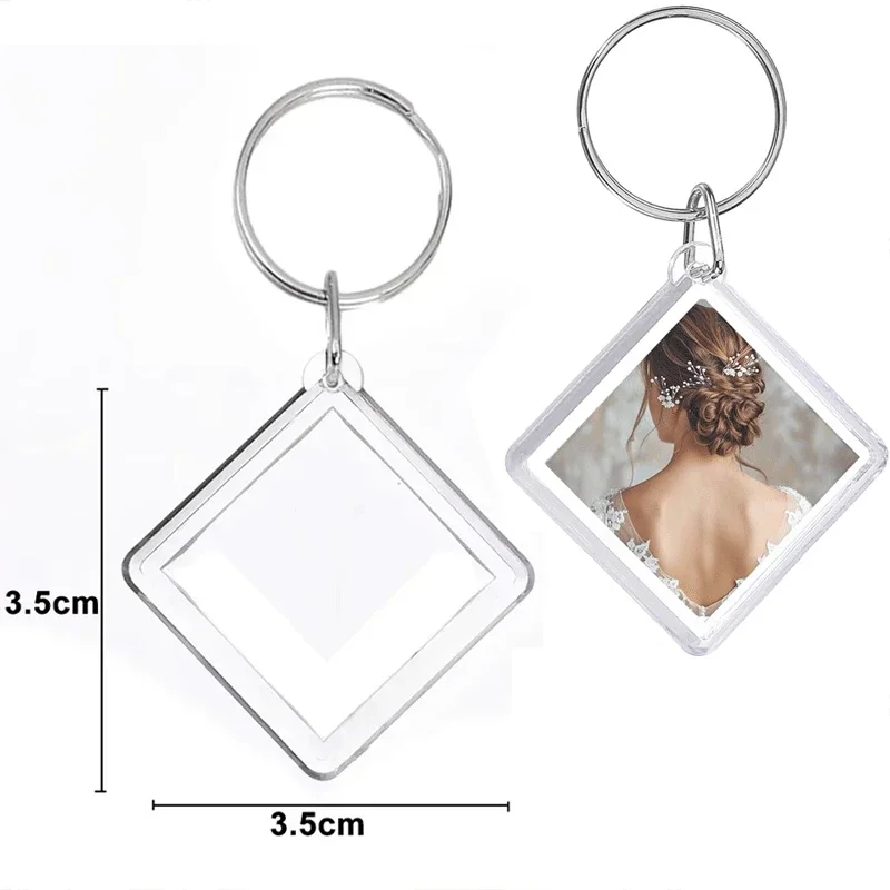 5/50 stuks transparante fotolijst sleutelhanger kwastjes snap-in aangepaste insert foto acryl blanco sleutelhanger duidelijke blanco foto hanger