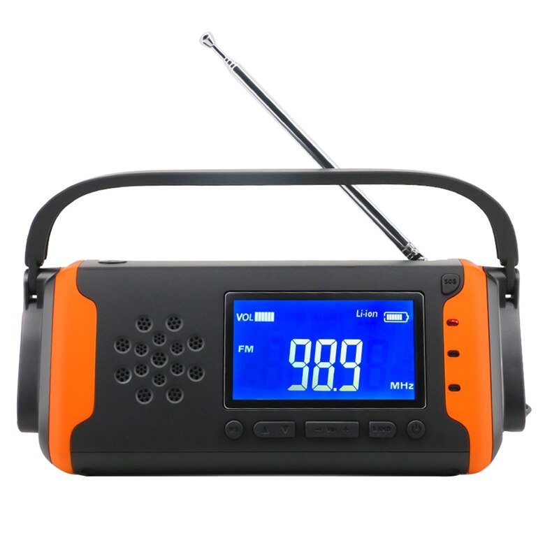 Digitale Display Draagbare Hand Crank Radio Zaklamp Led Zaklamp Usb Oplader Elektrische Solar Emergency Radio