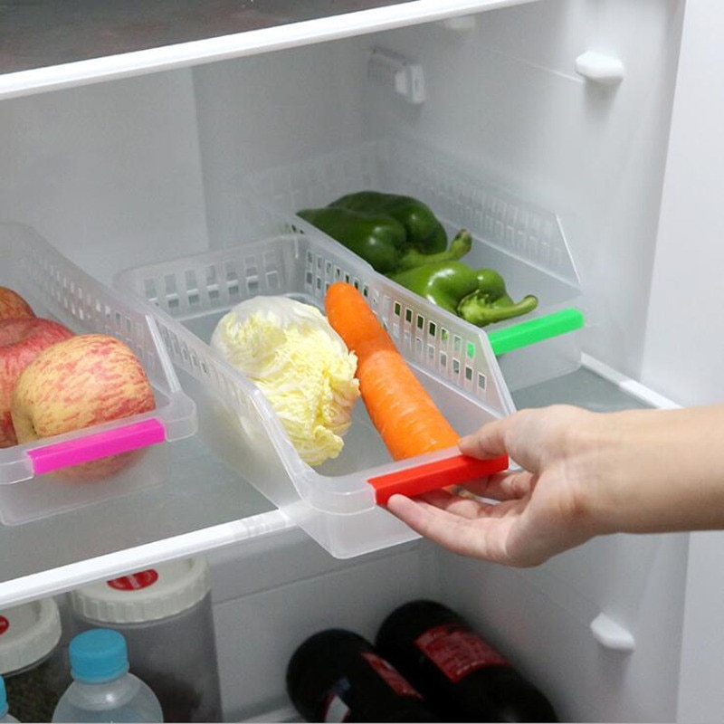 Home Kitchen Fridge Space Saver Organizer Slide Under Shelf Rack Storage Holder Food Container Storage Container
