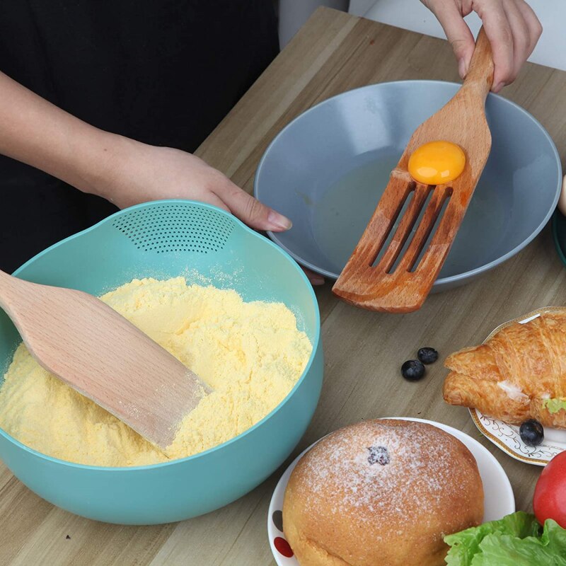 Houten Spatel Voor Koken Salade Mengen Anti-aanbak Keuken Serveren Gebruiksvoorwerpen Afvoer Spatels Set Salade Mengen Spatel &amp; Tong Mix