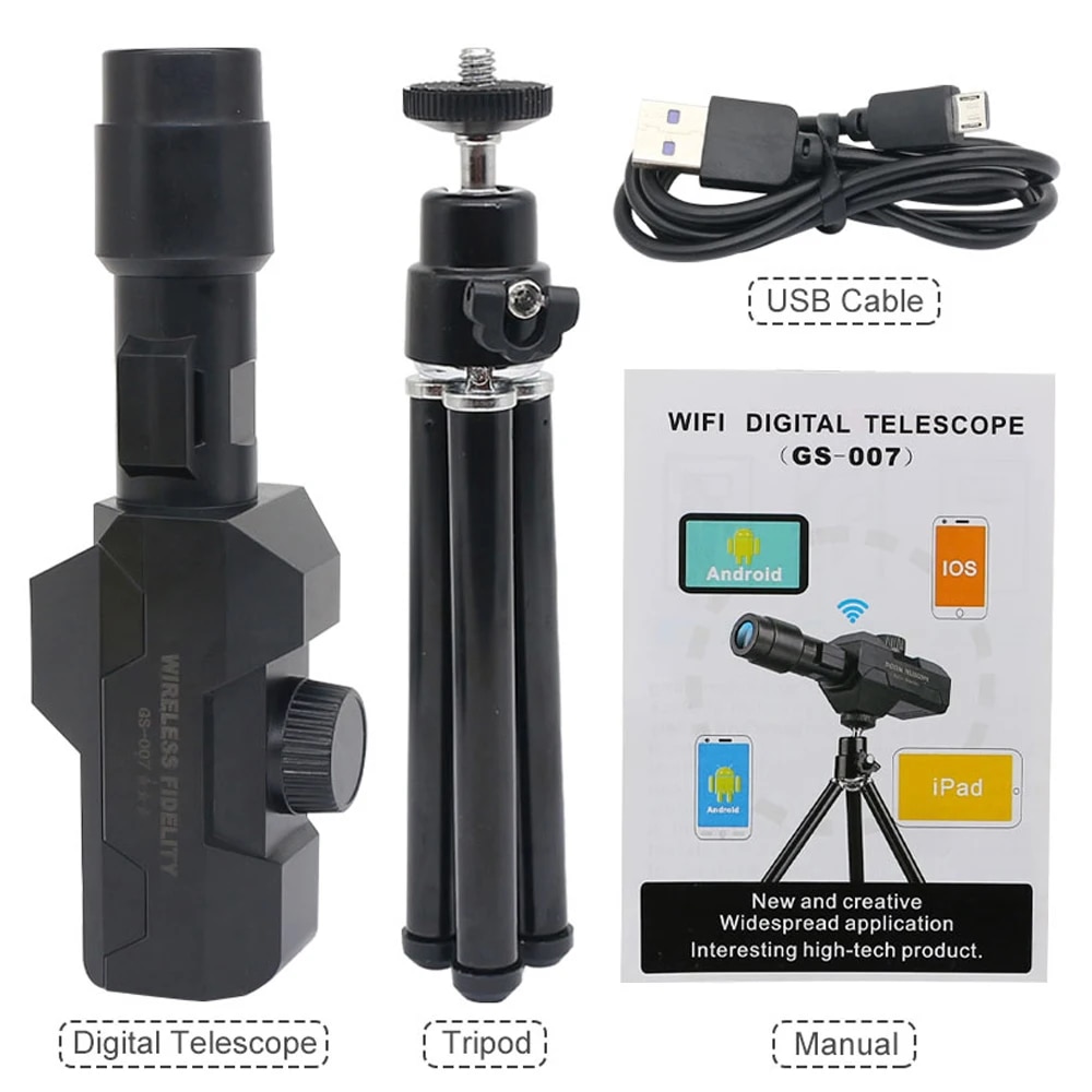 Wifi Digitale Telescoop, 70x Zoom 1920X1080 Monoculaire Camera Monitor Met Statief Mobiele Telefoon App Ondersteuning Android Ios Systeem: Default Title