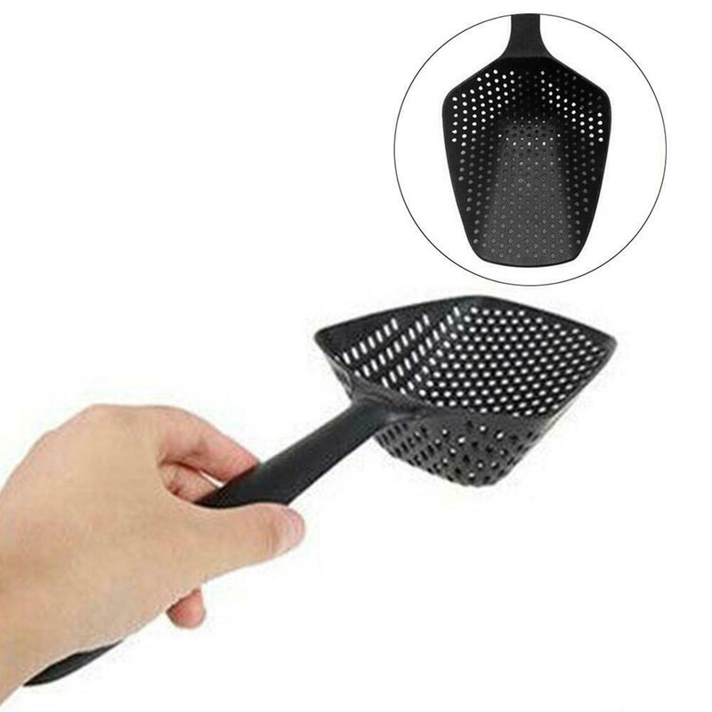 2 Stuks Voedselzeef Scoop Vergiet Keuken Afvoer Schop Zeef Thuis Slotted Skimmer Vergiet en Zeef Zeef met Handvat voor Water Lekken, Koken, Bakken (Wit en Oranje