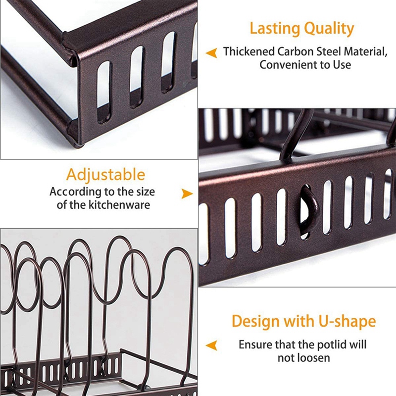 Estante ajustable para ollas y sartenes, organizador de Metal expandible, soporte para utensilios de cocina para horno y almacenamiento de utensilios de cocina