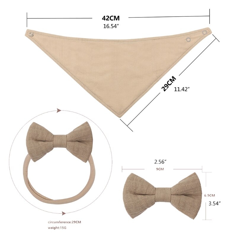 2Pcs Baby Meisjes Elastische Boog Hoofdband Speeksel Handdoek Set Prinses Strik Haarband