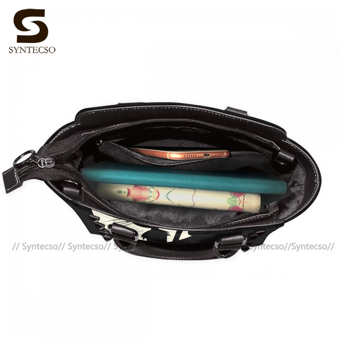 Lustige katzen-schultertasche, Jahrgang-handtasche, leder, reisetasche für damen