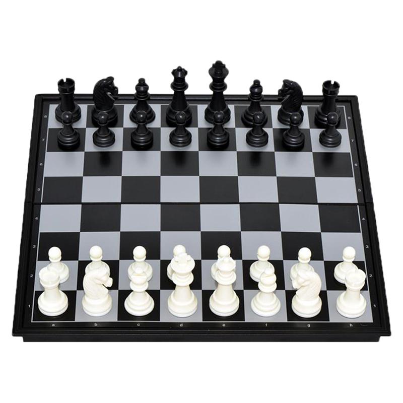 Portable Travel Magnetic Board Wooden Tournament Chess Set Plastic Pieces Kids: Default Title