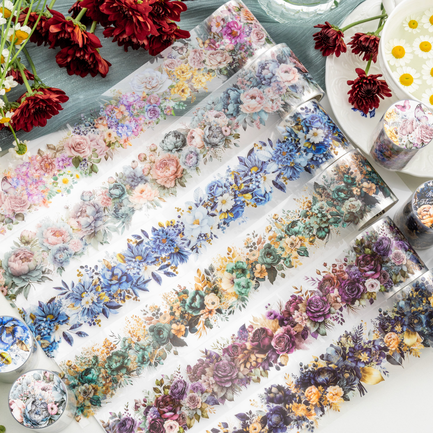 Yoofun 5x200cm Blooming Season PET Tape Flower Garden Decorative DIY Sticker for Card Making Journal Scrapbooking Planner diy