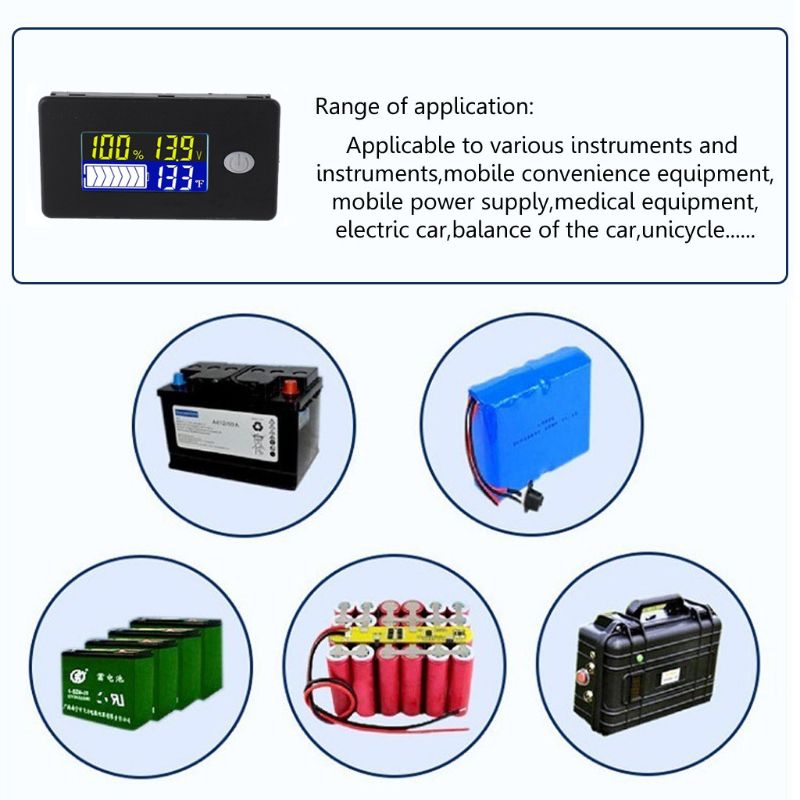 Li-Ion Lifepo4 Lood-zuur Batterij Capaciteit Indicator 12V 24V 36V 48V 60V 72 Display Lcd voltmeter Temperatuur Meter Tester JS-C35