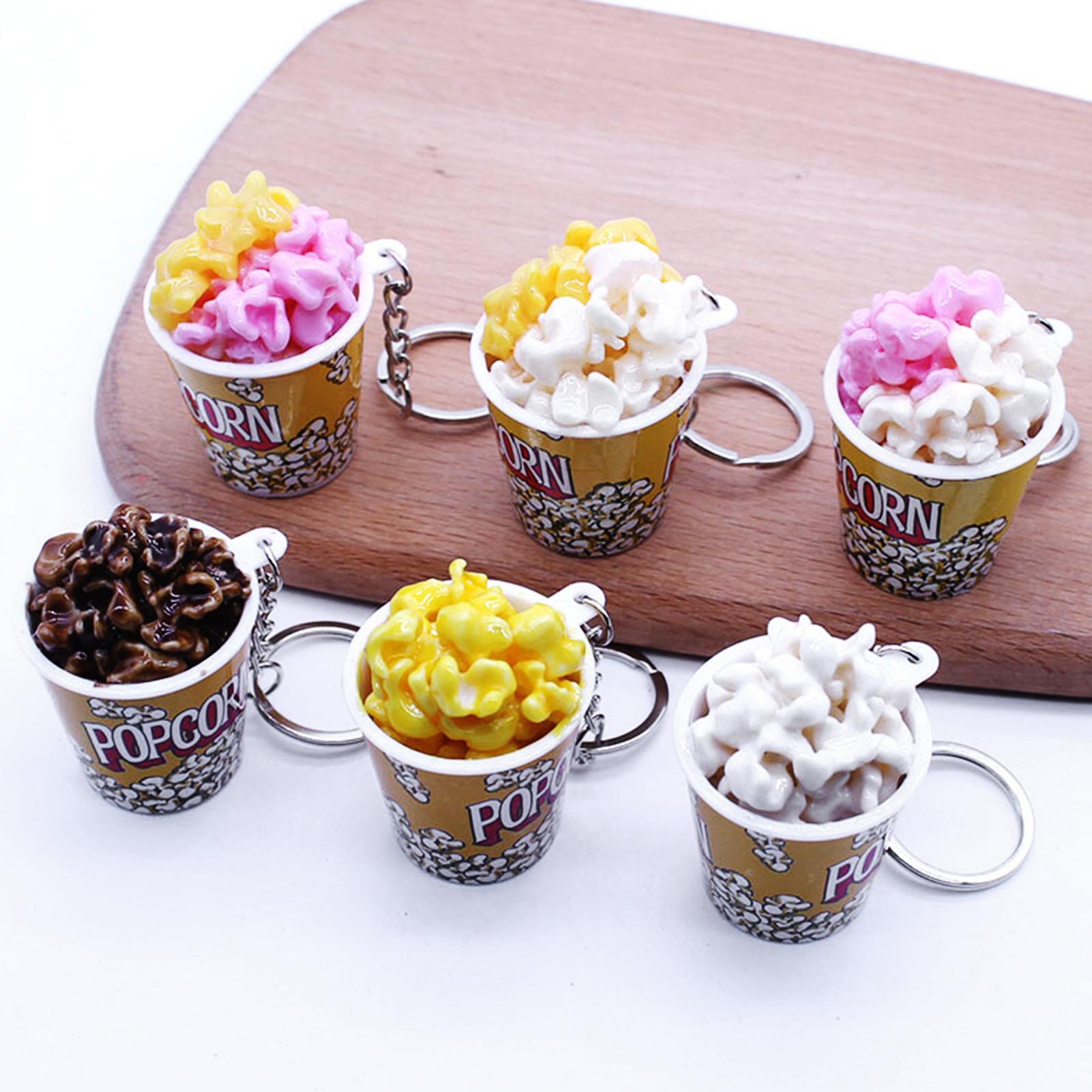 LLavero de cubo de palomitas de maíz de simulación creativa, Mini taza de tentempié colgante de llavero, , juguetes educativos para niños,