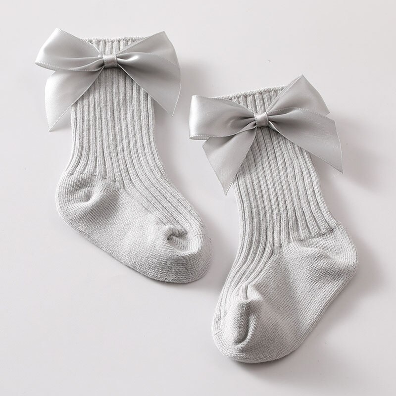 Big Bows Baby Meisje Sokken Zachte Warme Kids Kousen Effen Kleur Baby Peuter Prinses Hoge Sokken Herfst Winter Baby Accessoires