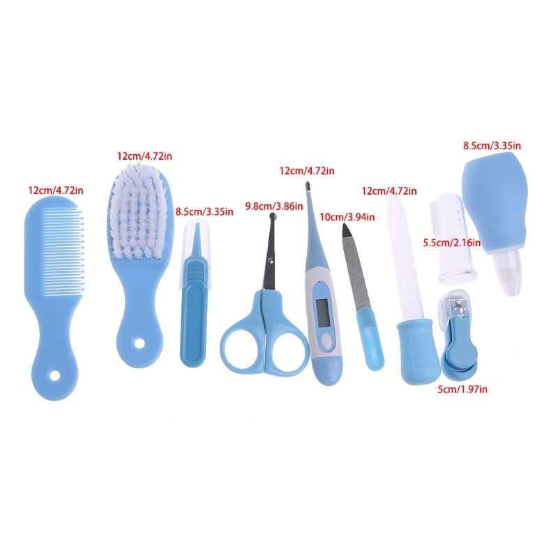 10Pcs Baby Nail Trimmer Clipper Schaar Thermometer Haar Borstel Kam Grooming Dagelijks Handige Kit Manicure Baby Nail Care Set