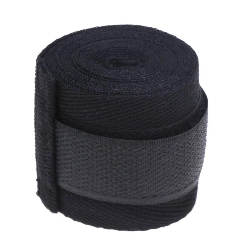 Sportband boxning bandage muay mma taekwondo handhandske wrap: Svart
