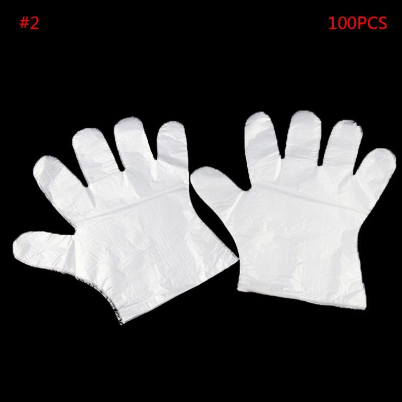 100Pcs di Plastica Usa E Getta In Polietilene Trasparente Guanti H55B