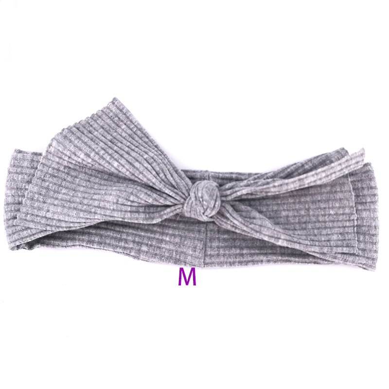 Bandeaux en coton côtelé pour -né garçon et fille, couvre-chef à nœud papillon, doux et extensible, accessoires pour cheveux: heather gray M