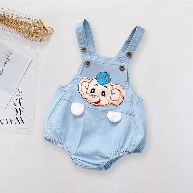 DIIMUU Summer Baby Boy Girl Bodysuit Button Jumpsuit Cartoon Cotton Sleeveless Backless Solid Outfits Newborn Shorts Clothes: 24M