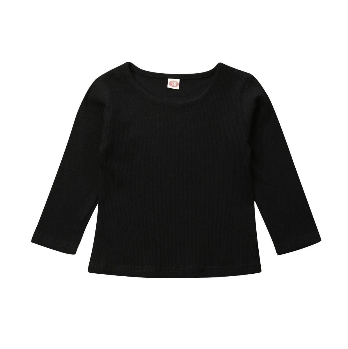 Capretto del bambino Appena nato Tollder Magliette E Camicette Vestiti 2020 Autunno Sof t del Cotone A Manica Lunga O-Collo camicia solido superiore: nero / 0-3M