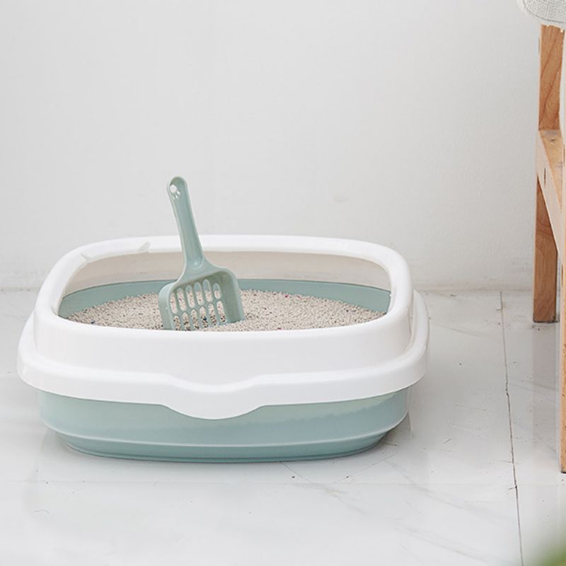 Top Entry Durable Semi-Closed Cat Litter Box, Luxury Cat Toilet with Litter Shovel,Indoor Kitty Plastic Litter Pan