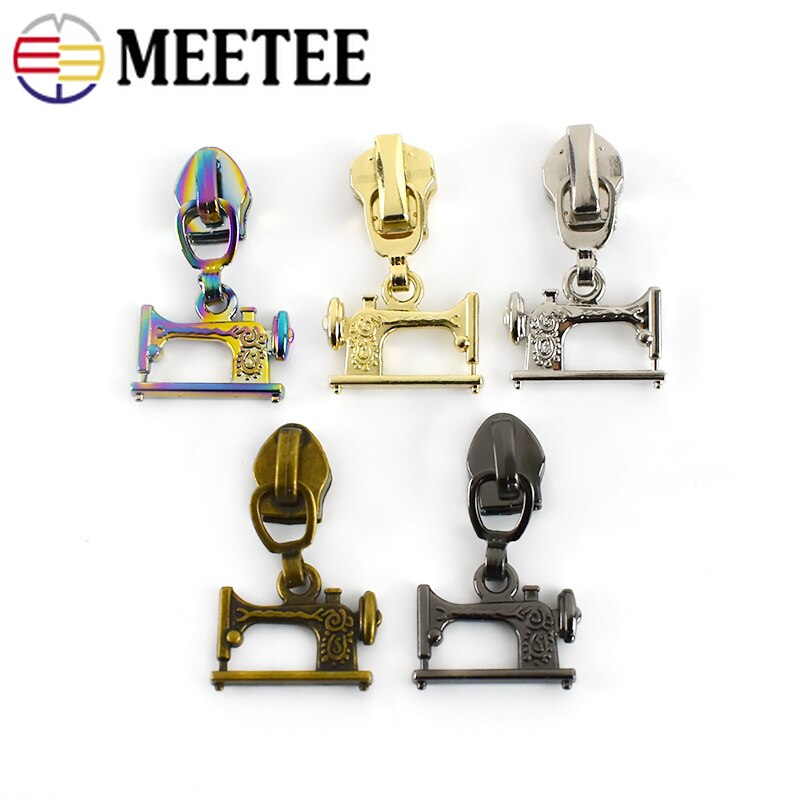 Meetee 10pcs 3# 5# Zipper Sliders for Metal Nylon Resin Zips Garment Repair Zip Head DIY Jacket Sew Zippers Slider Puller Kits