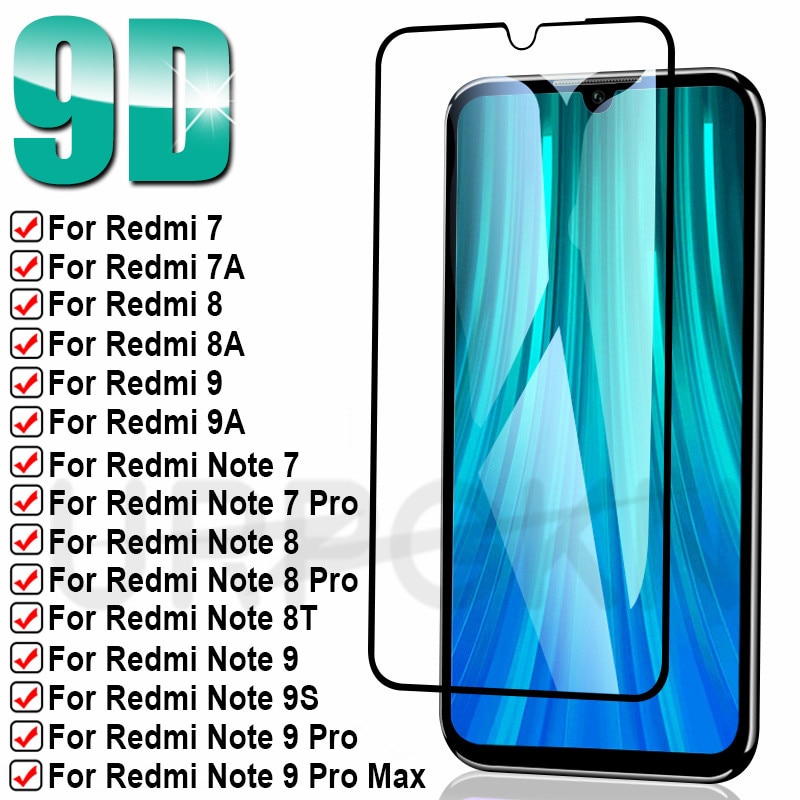 9D 9H Schermo di Protezione In Vetro sul Redmi 9 9A 9C 8 8A 7 7A Per Xiaomi Redmi nota 7 8 9 Pro 8T 9S Temperato Pellicola di Vetro Caso