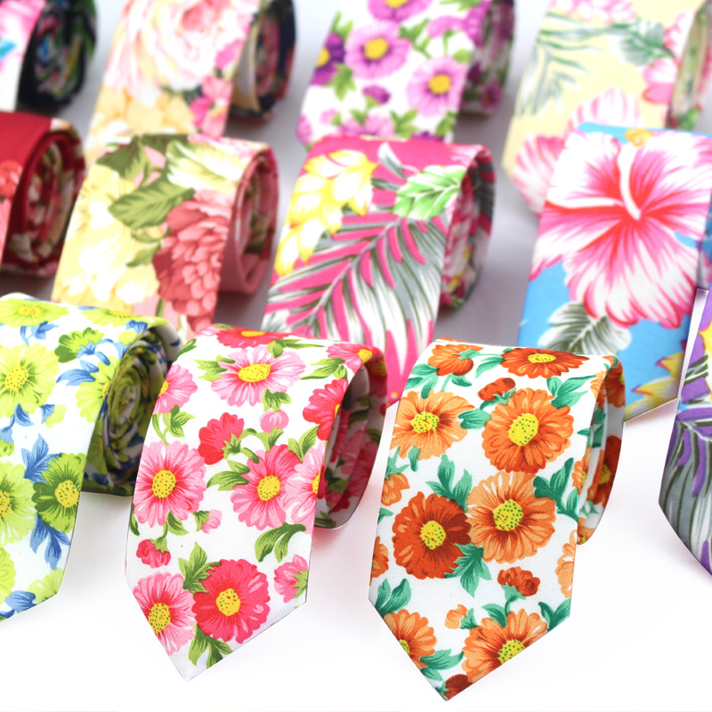Floral Tie for Men Narrow Casual Mens Ties for Wedding Party Flower Skinny Neckties for Women Printed Male Neck Ties