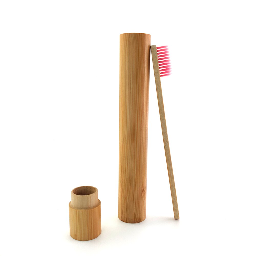 1PC bamboo toothbrush +wooden bamboo tube environmental protection tooth brush tooth cleaning adult oral care travel set: 492-H-1