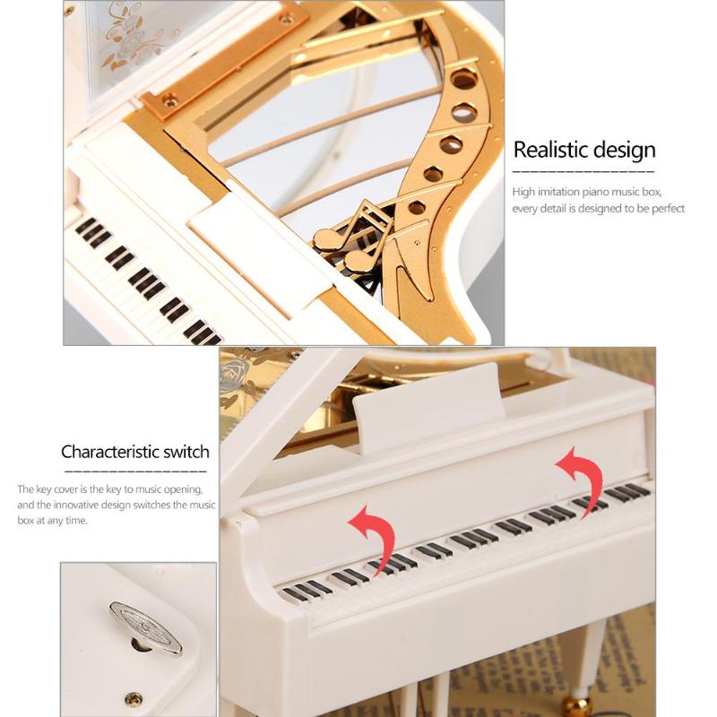 Nueva caja de música romántica con forma de Piano clásico para bailarina, caja Musical con manivela, cajas musicales para cumpleaños, boda, de amor, decoración del hogar