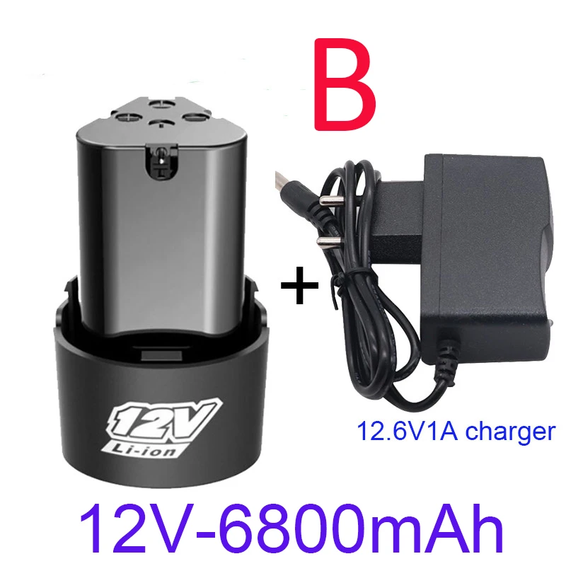 Batería recargable Universal para herramientas eléctricas, destornillador eléctrico, taladro eléctrico, batería de iones de litio, alta capacidad, 12V, 6800mAh: Azul
