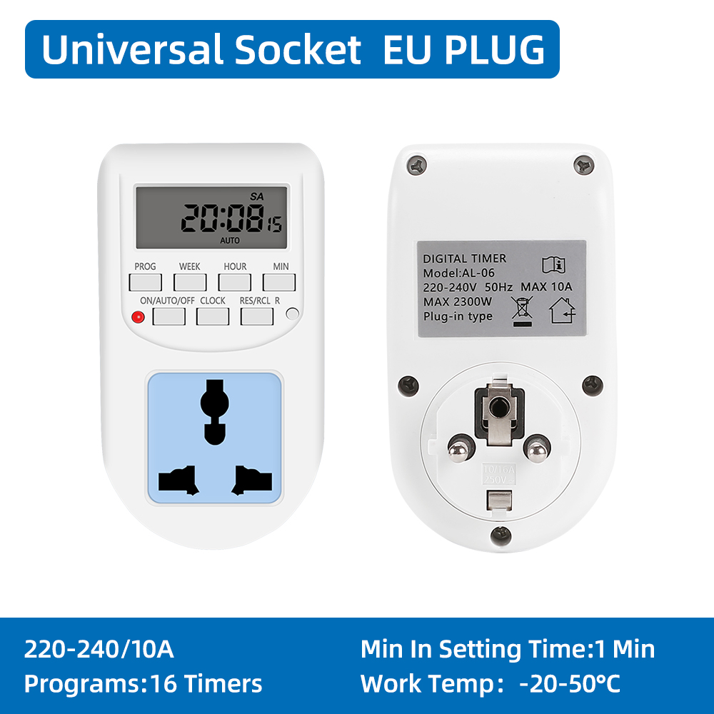 Digital Timer Switch Electronic 12/24 Hour Weekly Programmable Timing Socket EU UK US Plug Outlet Kitchen Appliance Time Control: Orange