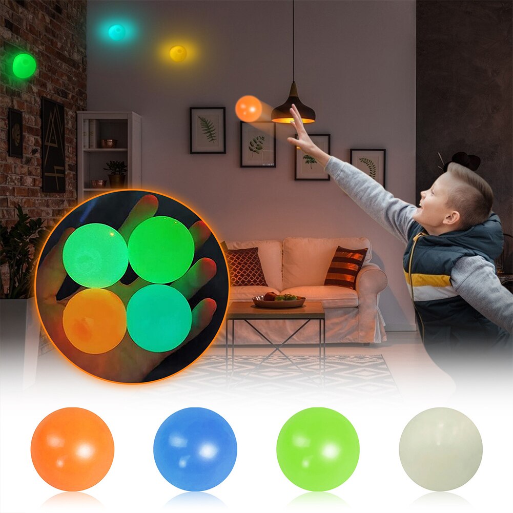 Stok Muur Bal Stress Relief Plafond Ballen Lichtgevende Stress Bal Kleverige Plafond Ballen Speelgoed Voor Kinderen Volwassenen