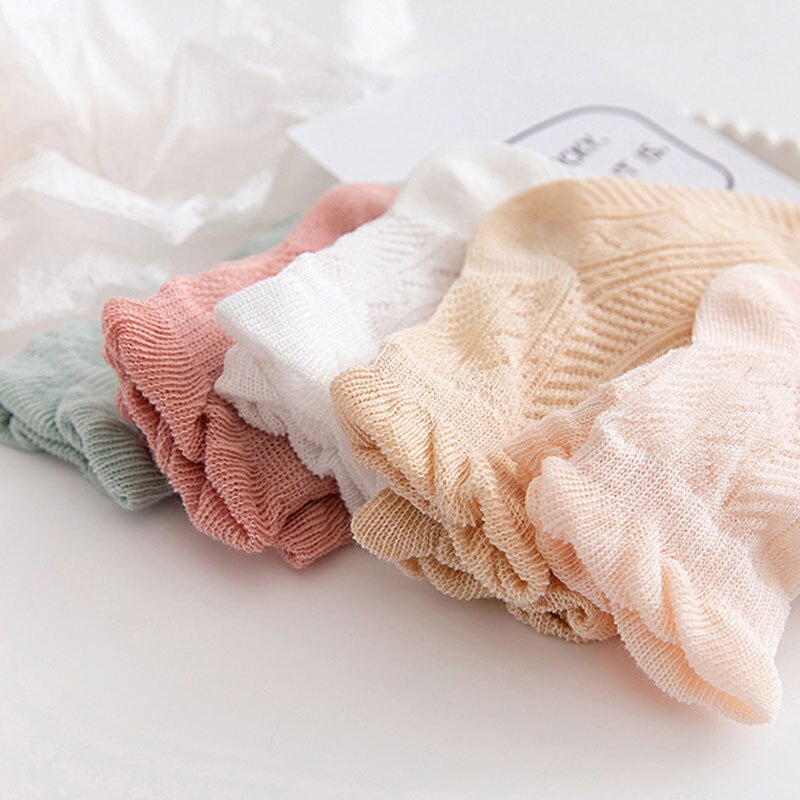 5Pairs/lot 0-3T Infant Baby Socks Solid Color Cotton Mesh Cute Newborn Boy Toddler Socks Baby Clothing Accessories