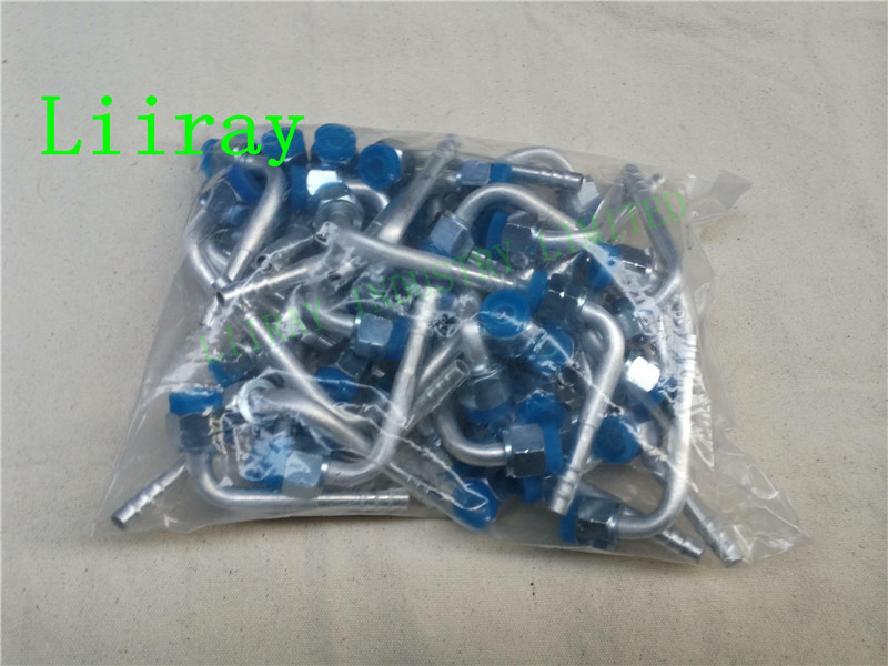 AUTO AIR CONDTIONER AC ALUMINIUM FITTING 3/8 M16*1.5 ELBOW 90 DEGREE R134 GROOVE TYPE