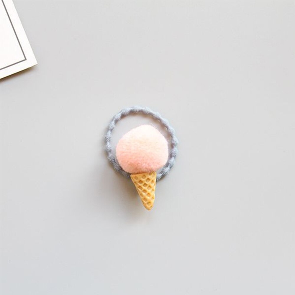 1PC Verstelbare Elastische Ijs Paardenstaart Houder voor Meisjes Kids Faux Fur Pom Hair Ties Snoep Kleuren Rubber bands: champagne