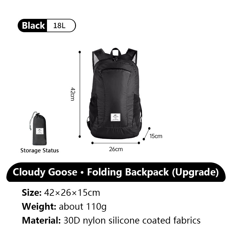 Naturehike-mochila plegable de silicona, bolsa impermeable portátil ligera, al aire libre para acampar, senderismo, bolsas de piel de hombro, 18l, 22L: Morado