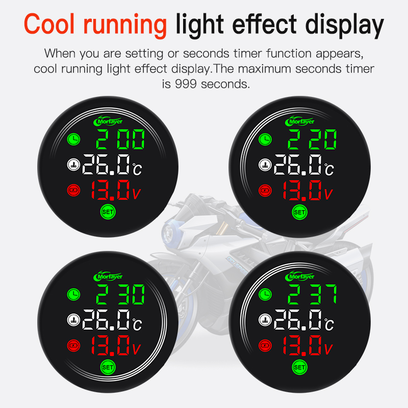 Motorfiets paneel digitale universele temperatuurklok mini full screen thermometer 5 in 1 touchscreen usb type-c meter