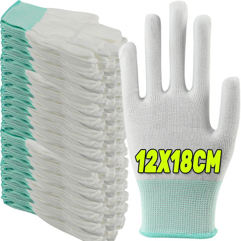1/10 Paar antistatische Handschuhe, antistatisch, ESD, elektronischer Arbeitshandschuh, PU-beschichtet, handflächenbeschichtet, rutschfest, für den Fingerschutz: WHITE / 5