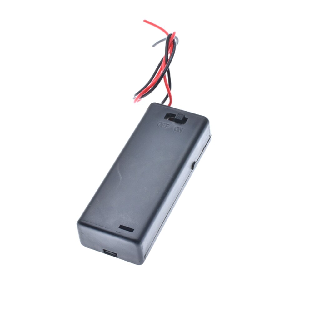 2 * AAA Battery Storage Case Box Holder for 2pcs AAA Batteries with ON/OFF Switch & Wire Leads Black
