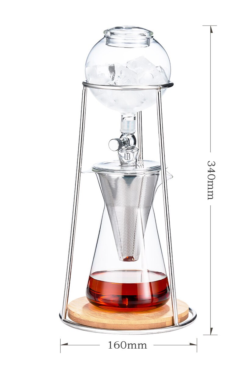 Iced Coffee Pot Water Drip Coffee Machine Reusable Glass Dripper Filter Cold Brew Pot Drip Espresso Coffee Drip Pot Filter Tools
